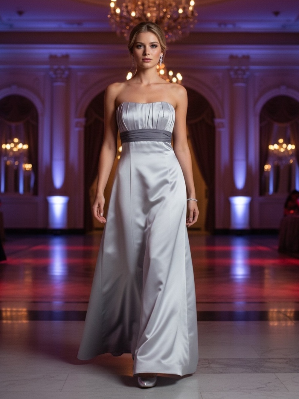 Elegance Boutique Strapless Prom Evening Gown Maxi Dress Blue Size 8 NWT Ruched